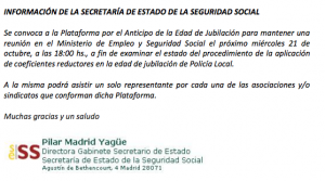 convocatoria de la Secretaría de Estado de la Seguridad Social